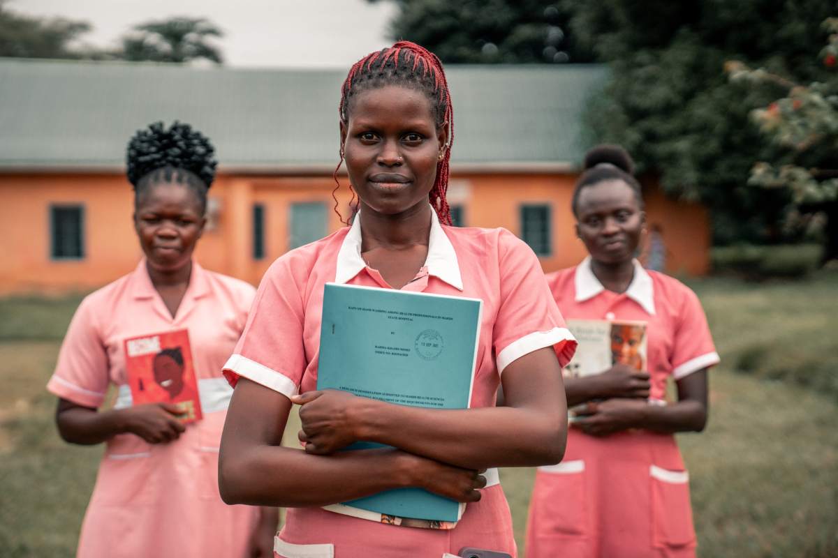 Achan Becky, student verloskunde in Zuid-Soedan